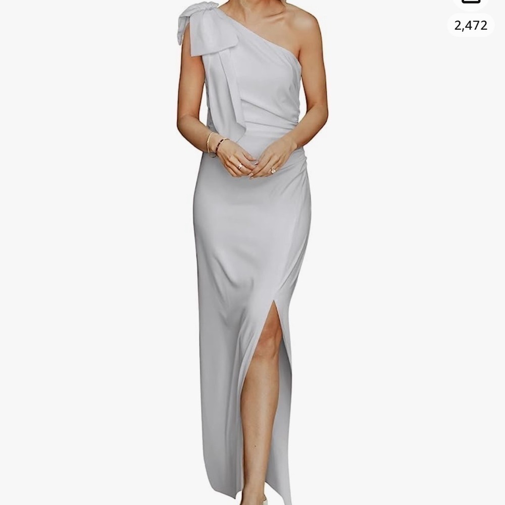 Nwt PRETTYGARDEN One Shoulder Ruched Bodycon Slit Maxi Dress